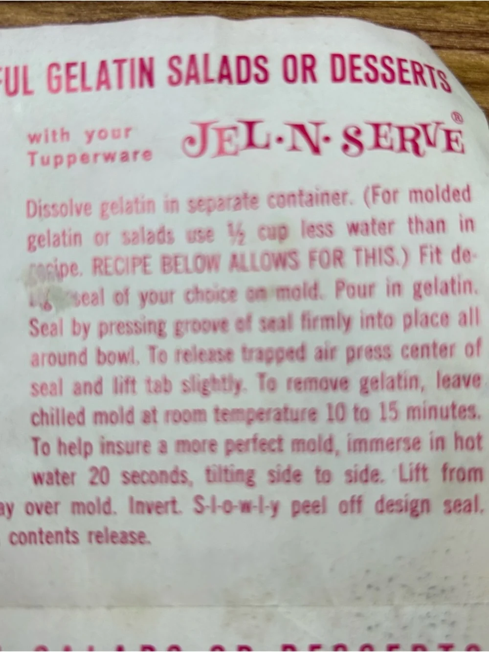 Vintage Tupperware JEL-N-SERVE Jello Mold 4 Design Inserts Lid Booklet